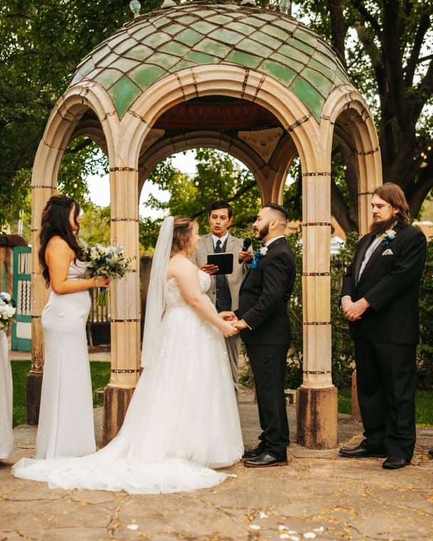 Candid wedding celebration moment